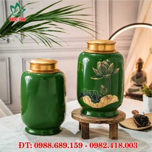 Lọ đựng chè gốm Bát Tràng