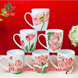 Cốc sứ bát tràng in hoa