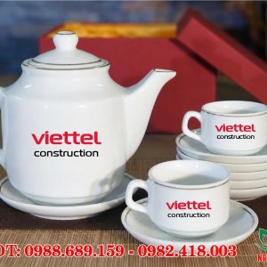 Bộ ấm trà sứ trắng Bát Tràng