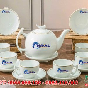 Bộ ấm trà sứ trắng Bát Tràng