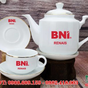 Bộ ấm trà sứ trắng Bát Tràng