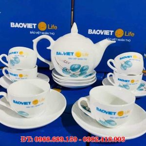 Bộ ấm trà sứ trắng Bát Tràng