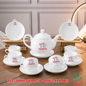Bộ ấm trà sứ trắng Bát Tràng
