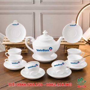 Bộ ấm trà sứ trắng Bát Tràng
