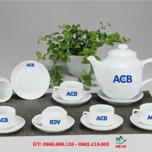 Bộ ấm trà sứ trắng Bát Tràng